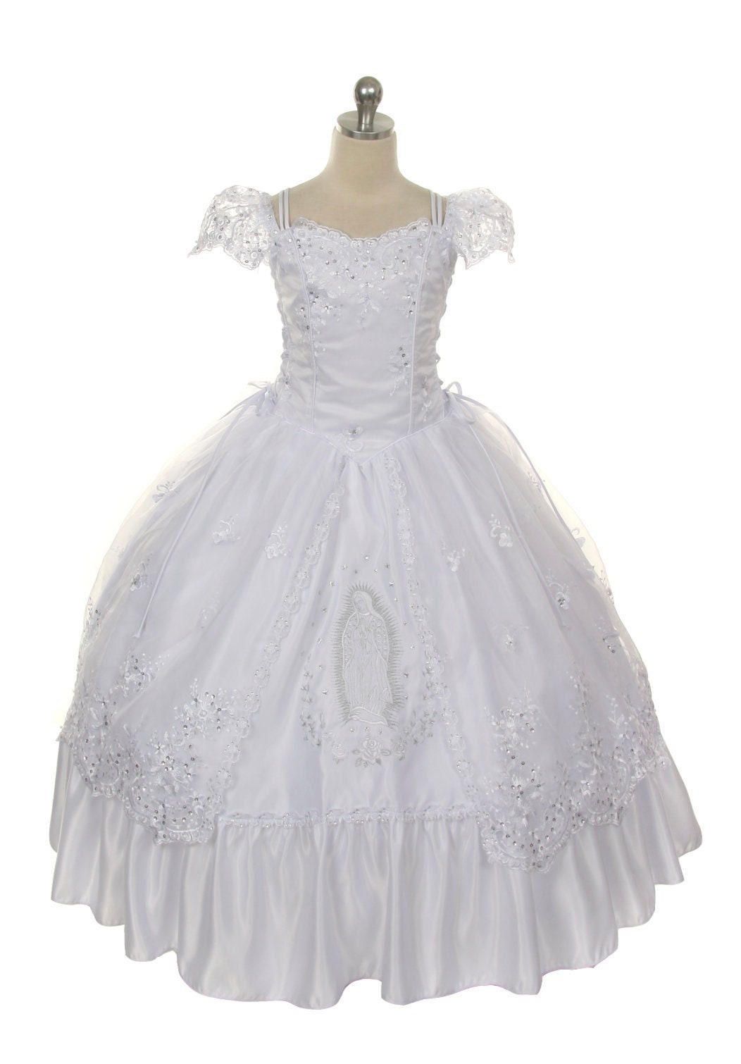 First Communion Dress/Vestido de Primera Communion/First Communion Dress with Lace White Flower Girl Communion Gown | Holy Communion Dress 4