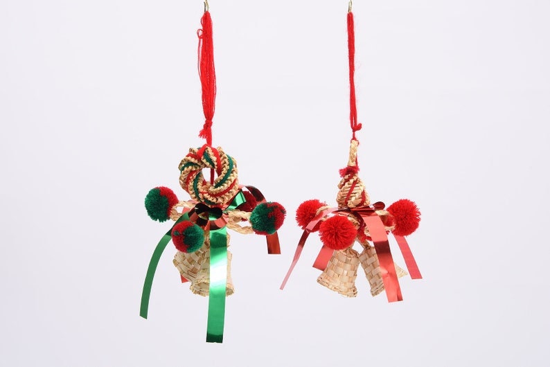 Woven Garland Ornaments-Christmas-Handmade-Palm Leaf-Boho-Fiesta Christmas Tree-Decor Christmas Mexican Christmas Ornaments128