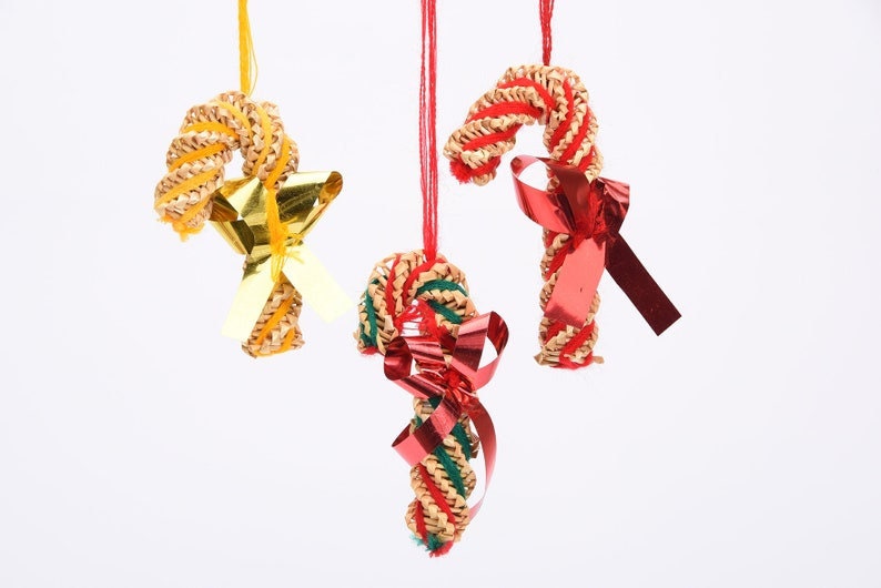 Woven Garland Ornaments-Christmas-Handmade-Palm Leaf-Boho-Fiesta Christmas Tree-Decor Christmas Mexican Christmas Ornaments128