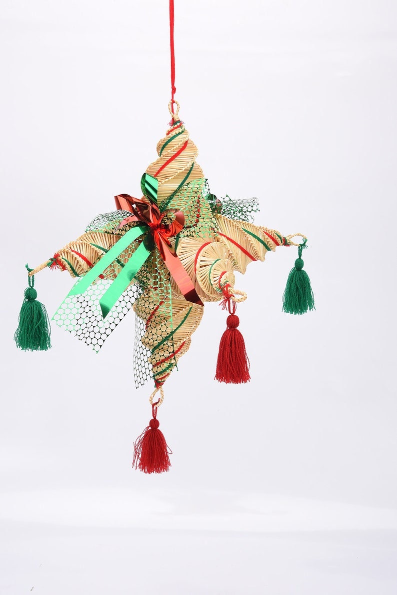 Woven Garland Ornaments-Christmas-Handmade-Palm Leaf-Boho-Fiesta Christmas Tree-Decor Christmas Mexican Christmas Ornaments128