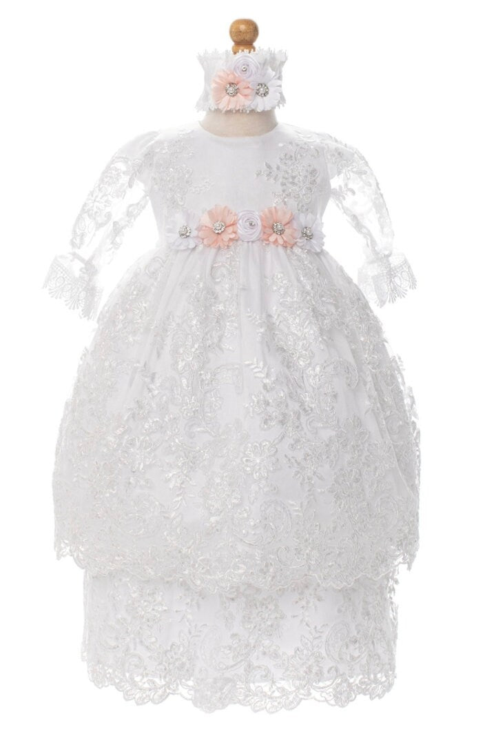 Christening Dress, Girls Complete Baptism Outfit Lace Baptism Dress, Lace Baby Girls Dress, Girls Lace Baptism Dresses122