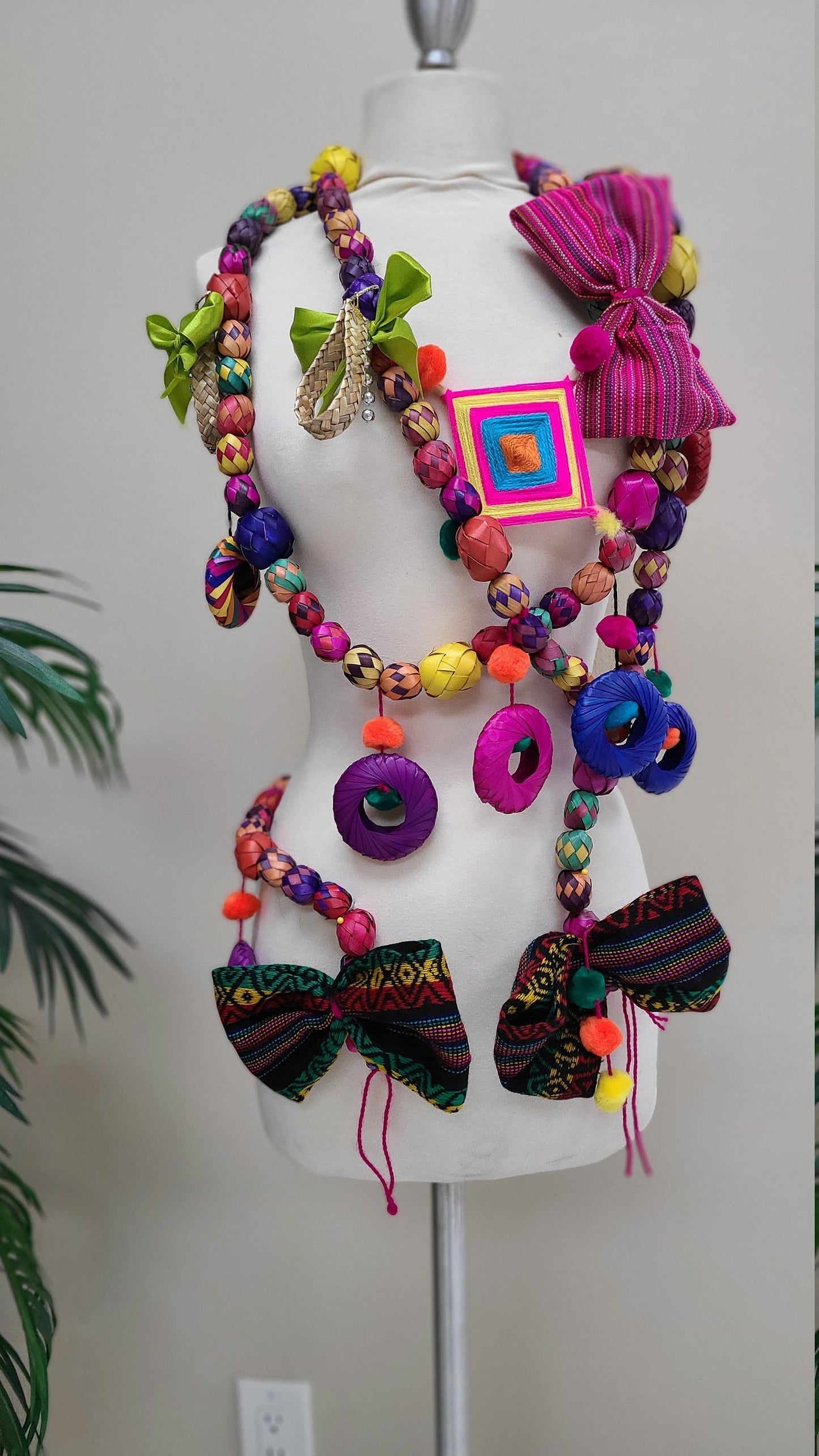 Woven Garland Ornaments-Christmas-Handmade-Palm Leaf-Boho-Fiesta Christmas Tree-Decor Christmas Mexican Christmas Ornaments156