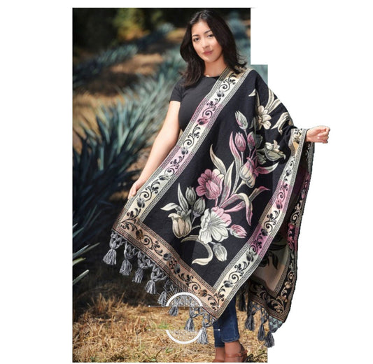 Reboso Shawl Rebozo Mexicano Mexican Wrap reboso de tela bordada fashion shawl, Floral Shawl Wrap embroidered153