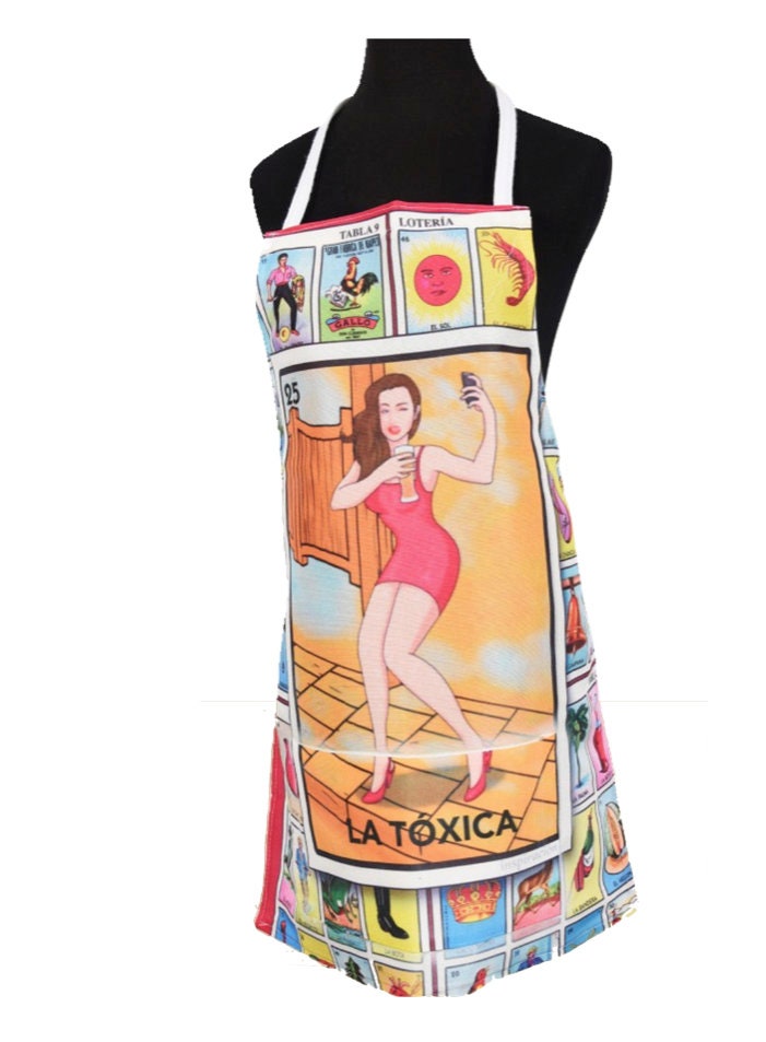 Mexican Loteria Apron, Mandil tradicional Mexicano, Traditional Apron Delantal,56