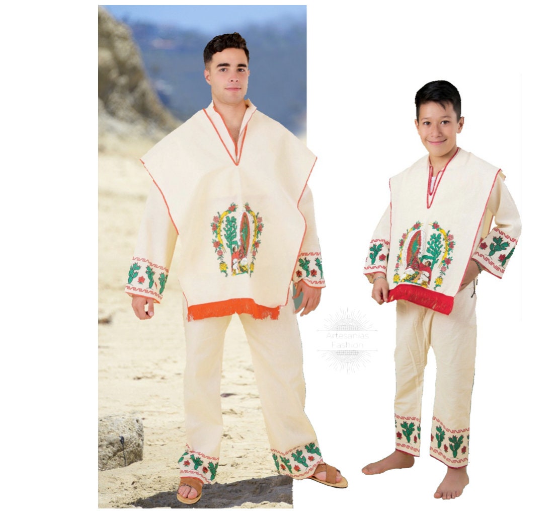 Traje de Indito para Nino y Adulto con Imagen de la Virgen de Guadalupe de Manta Traje Indito Juan Diego, Baby Boy Juan Diego Outfit3
