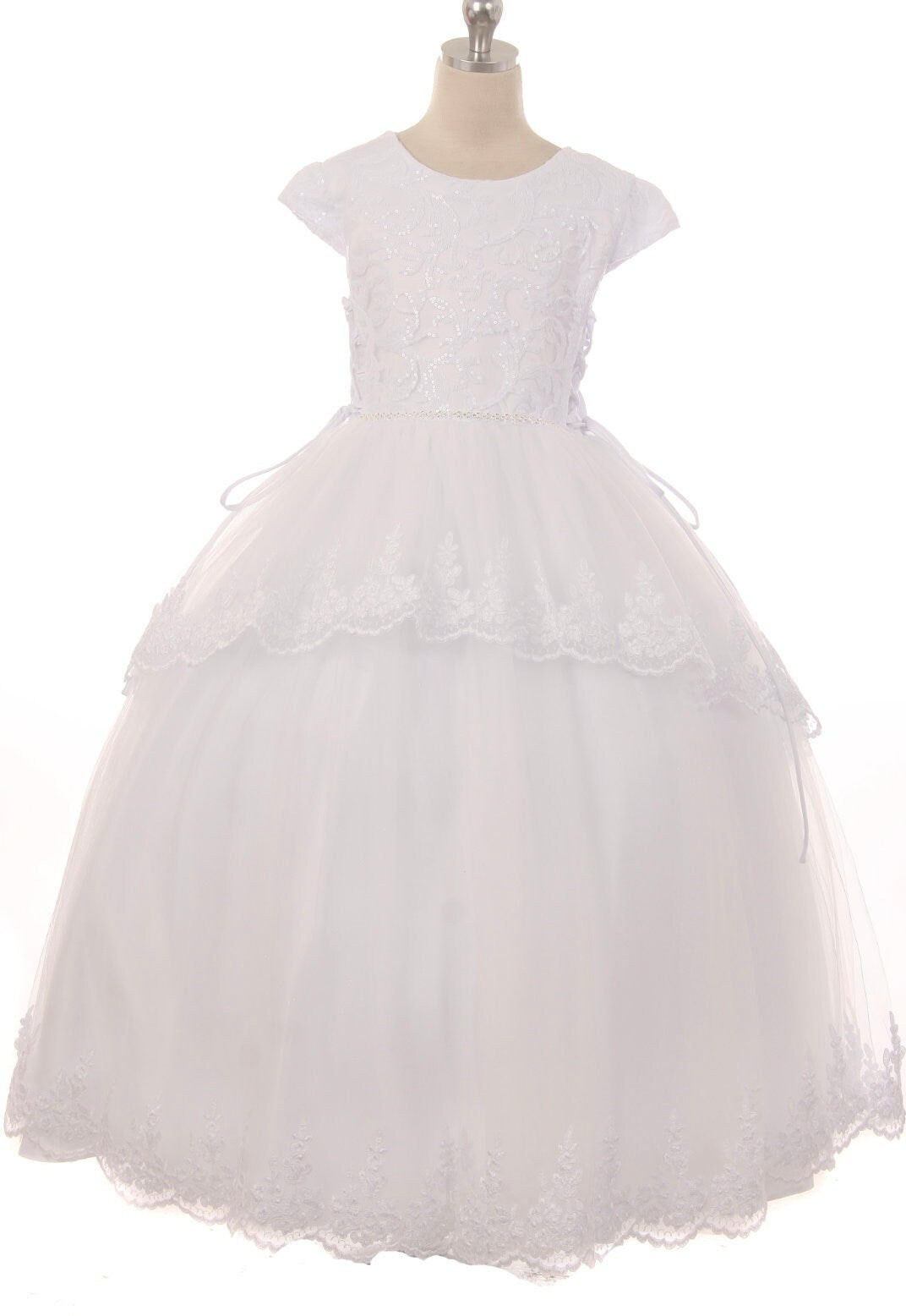 First Communion Dress/Vestido de Primera Communion/First Communion Dress with Lace White Flower Girl Communion Gown | Holy Communion Dress248