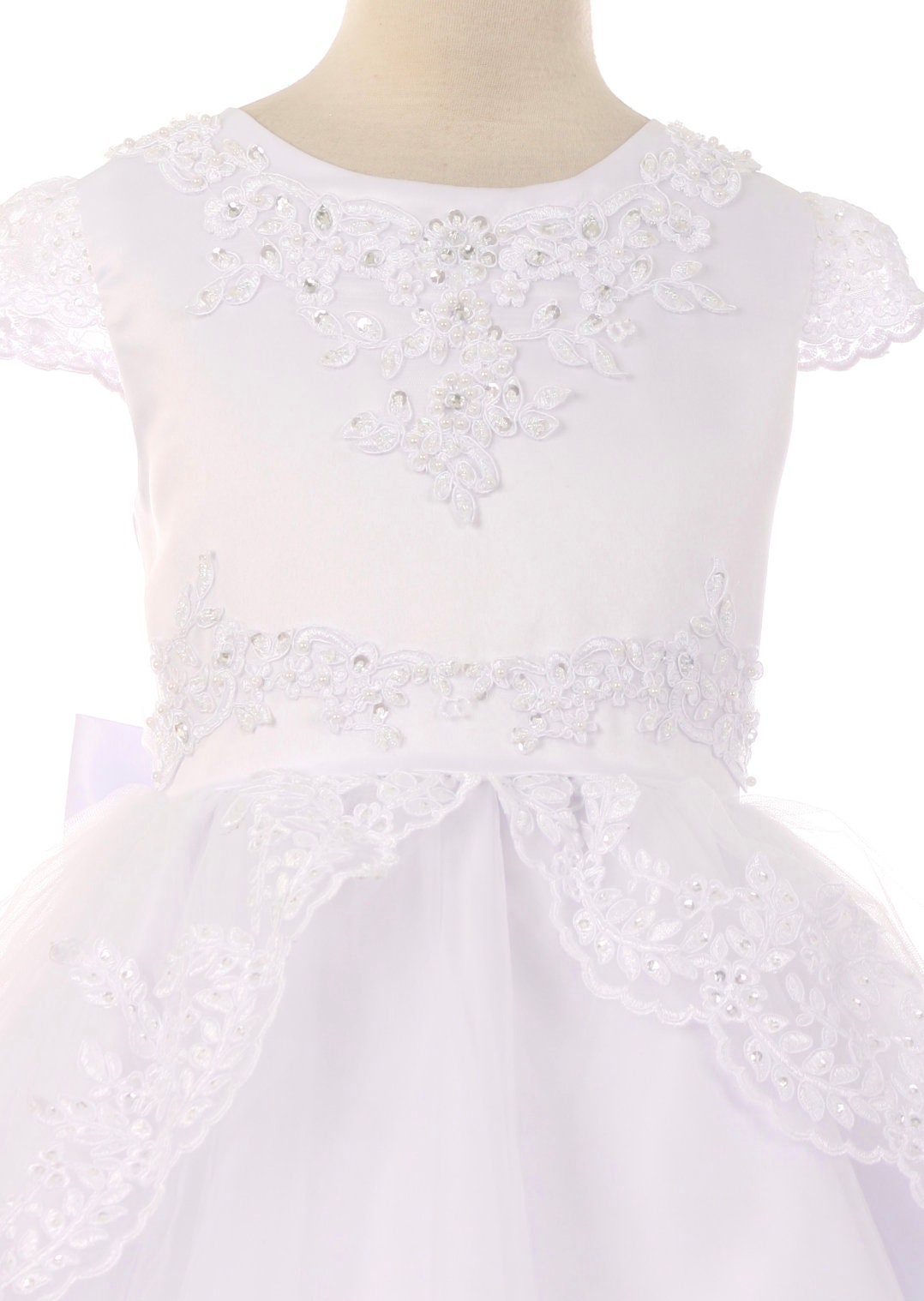 First Communion Dress/Vestido de Primera Communion/First Communion Dress with Lace White Flower Girl Communion Gown | Holy Communion Dress246