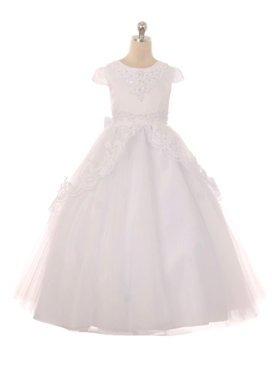 First Communion Dress/Vestido de Primera Communion/First Communion Dress with Lace White Flower Girl Communion Gown | Holy Communion Dress246