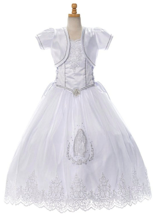 First Communion Dress/Vestido de Primera Communion/First Communion Dress with Lace White Flower Girl Communion Gown | Holy Communion Dress55