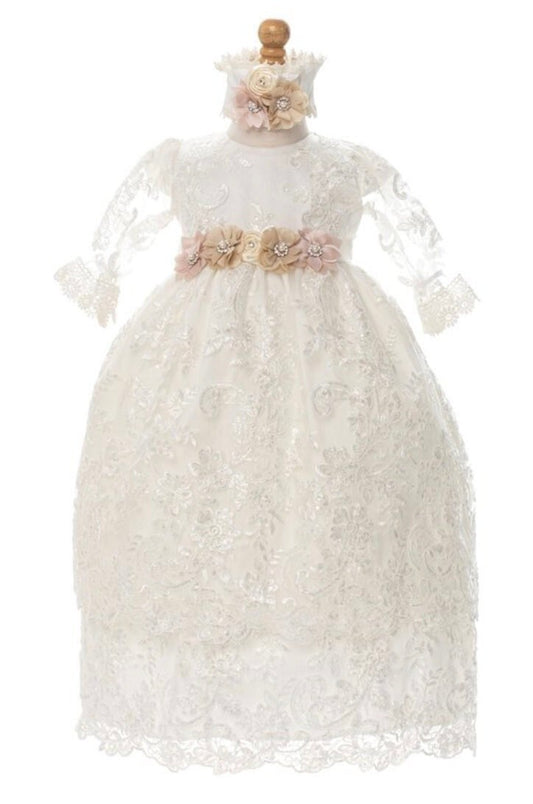 Christening Dress, Girls Complete Baptism Outfit Lace Baptism Dress, Lace Baby Girls Dress, Girls Lace Baptism Dresses122