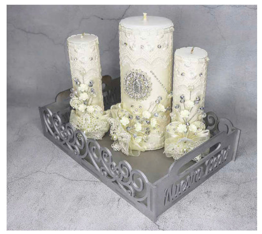 Wedding Unity Candle Set 3 piece Set, Vela para Boda de 3 Piezas VU53/22 31