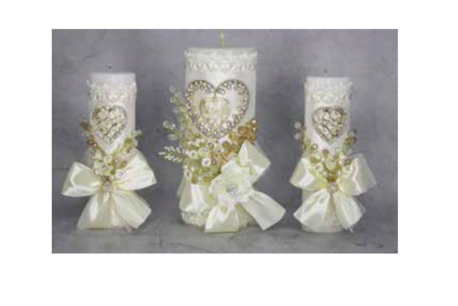 Wedding Unity Candle Set 3 piece Set, Vela para Boda de 3 Piezas339