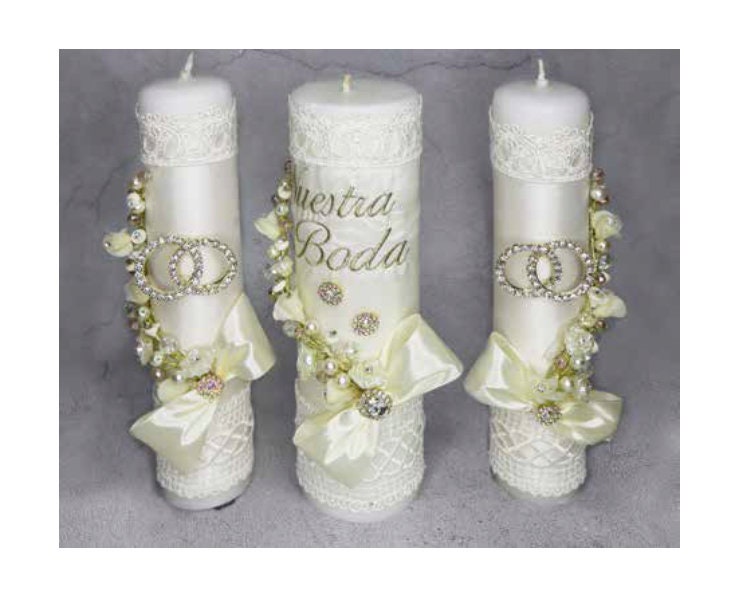 Wedding Unity Candle Set 3 piece Set, Vela para Boda de 3 Piezas67