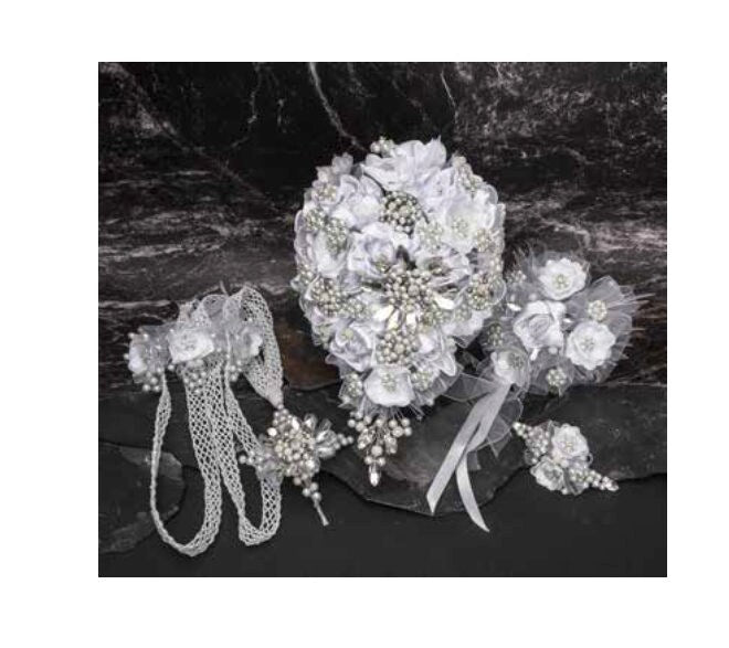 5 piece set with hairpiece and laso included/Wedding Bouquet/Ramo de Nova431