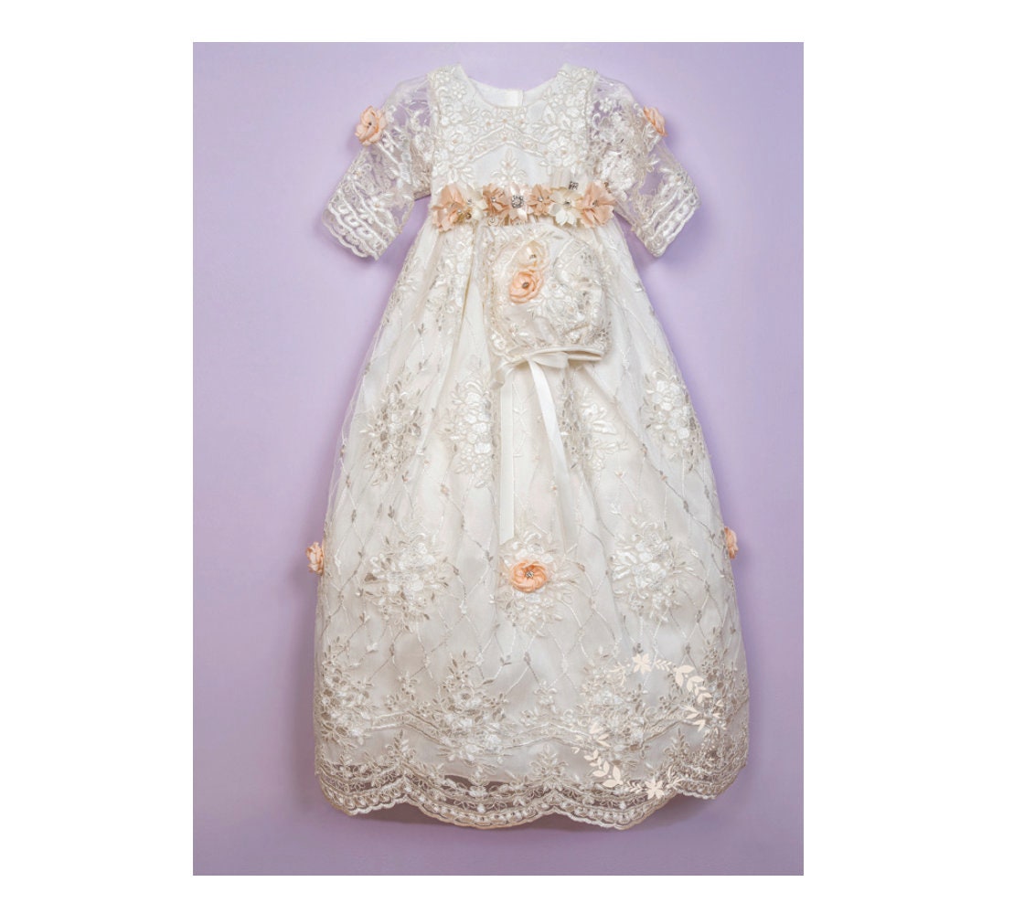 Christening Dress, Girls Complete Baptism Outfit Lace Baptism Dress, Lace Baby Girls Dress, Girls Lace Baptism Dresses197