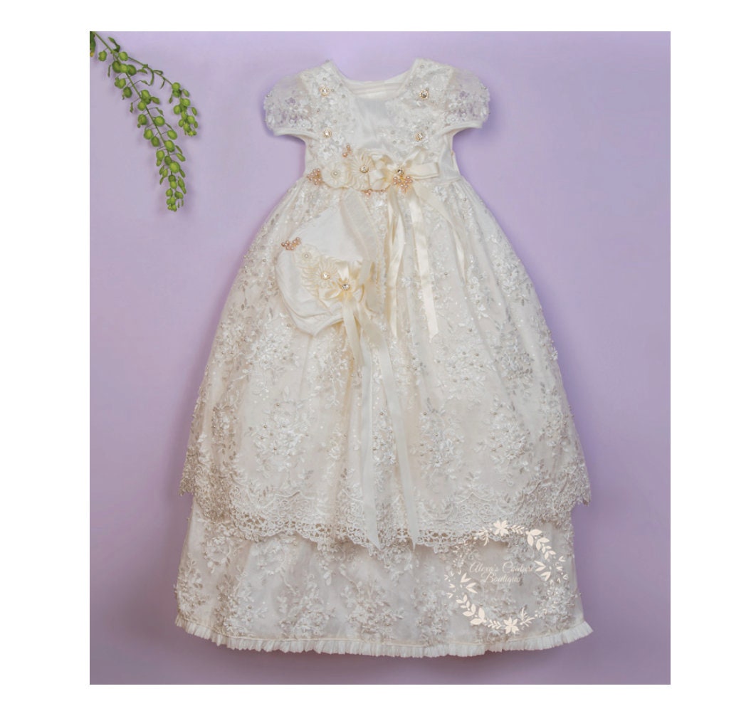 Christening Dress, Girls Complete Baptism Outfit Lace Baptism Dress, Lace Baby Girls Dress, Girls Lace Baptism Dresses185