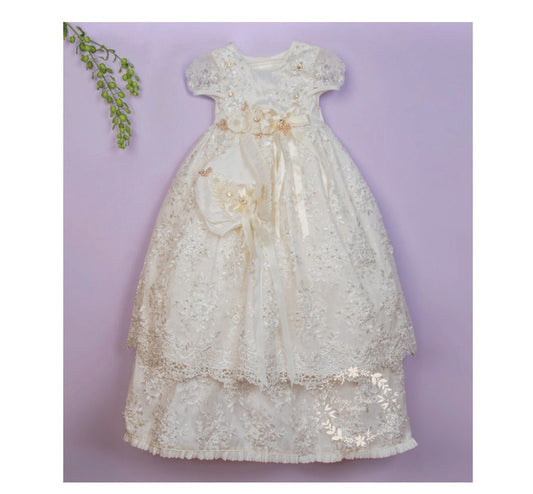 Christening Dress, Girls Complete Baptism Outfit Lace Baptism Dress, Lace Baby Girls Dress, Girls Lace Baptism Dresses185