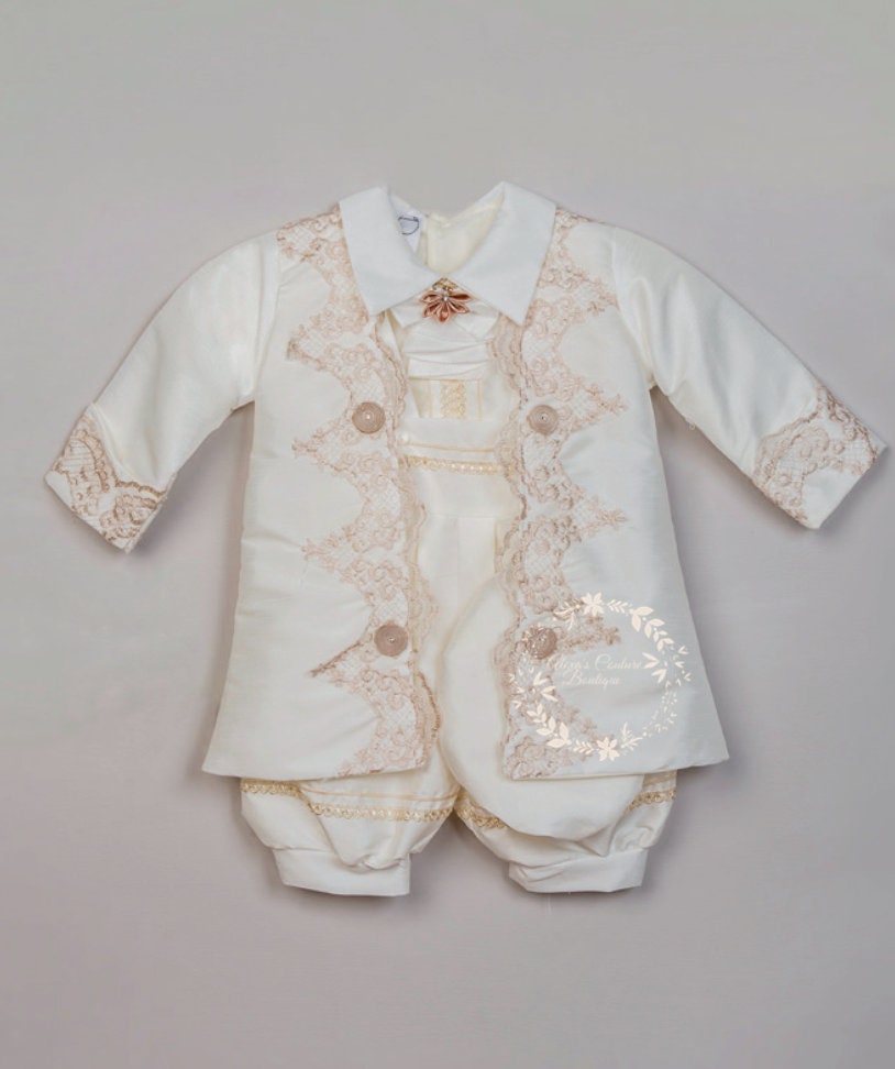 Boy's Baptism/Christening Gown, Romper/Traje de Bautizo para Nino226