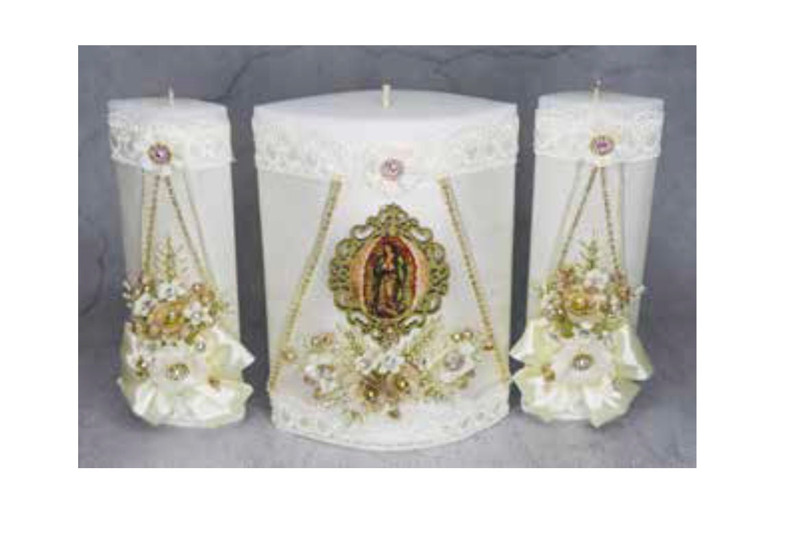 Wedding Unity Candle Set 3 piece Set, Vela para Boda de 3 Piezas370