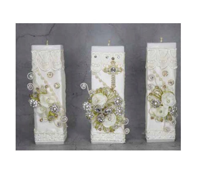 Wedding Unity Candle Set 3 piece Set, Vela para Boda de 3 Piezas351