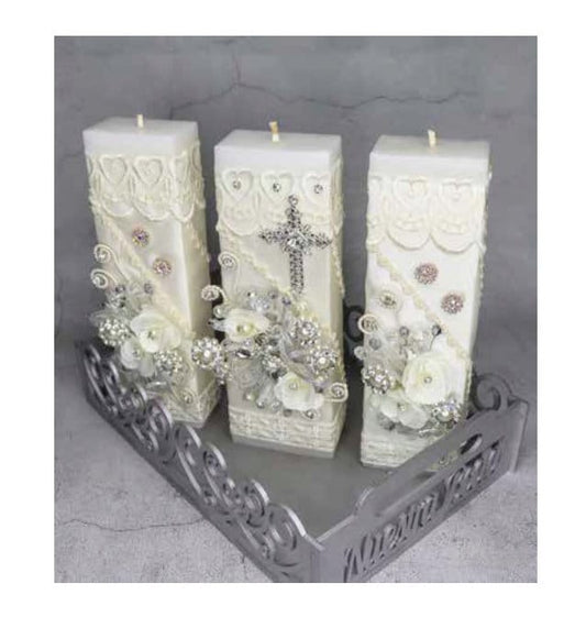 Wedding Unity Candle Set 3 piece Set, Vela para Boda de 3 Piezas351