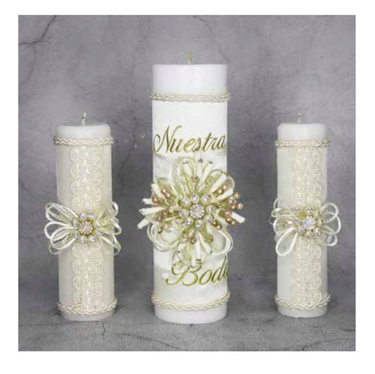 Wedding Unity Candle Set 3 piece Set, Vela para Boda de 3 Piezas338