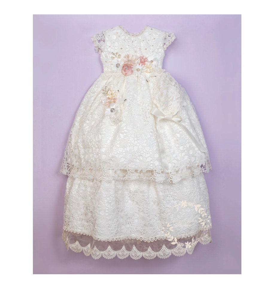 Christening Dress, Girls Complete Baptism Outfit Lace Baptism Dress, Lace Baby Girls Dress, Girls Lace Baptism Dresses200