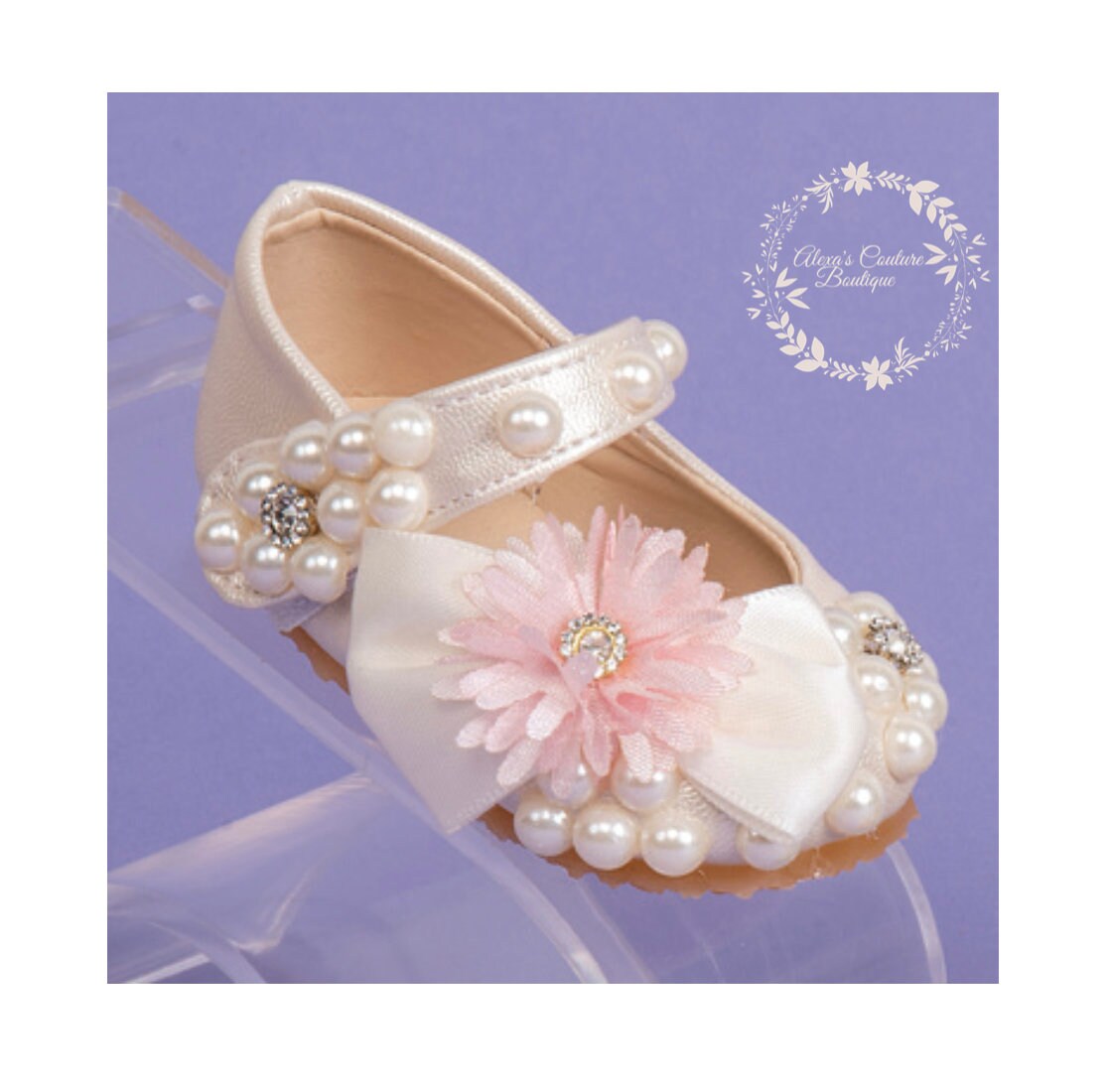 Baby Girl's Baptism Shoes with rhinestone/Zapato de Bautizo para Nina/ Girl Baptism Shoes White Christening, Baby Girl Shoes, White Shoes145