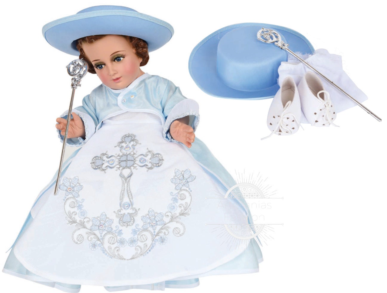 Trajecito de Nino de La Fe y Trabajo Niño Dios con accesorios Incluidos/Baby Jesus Outfit201