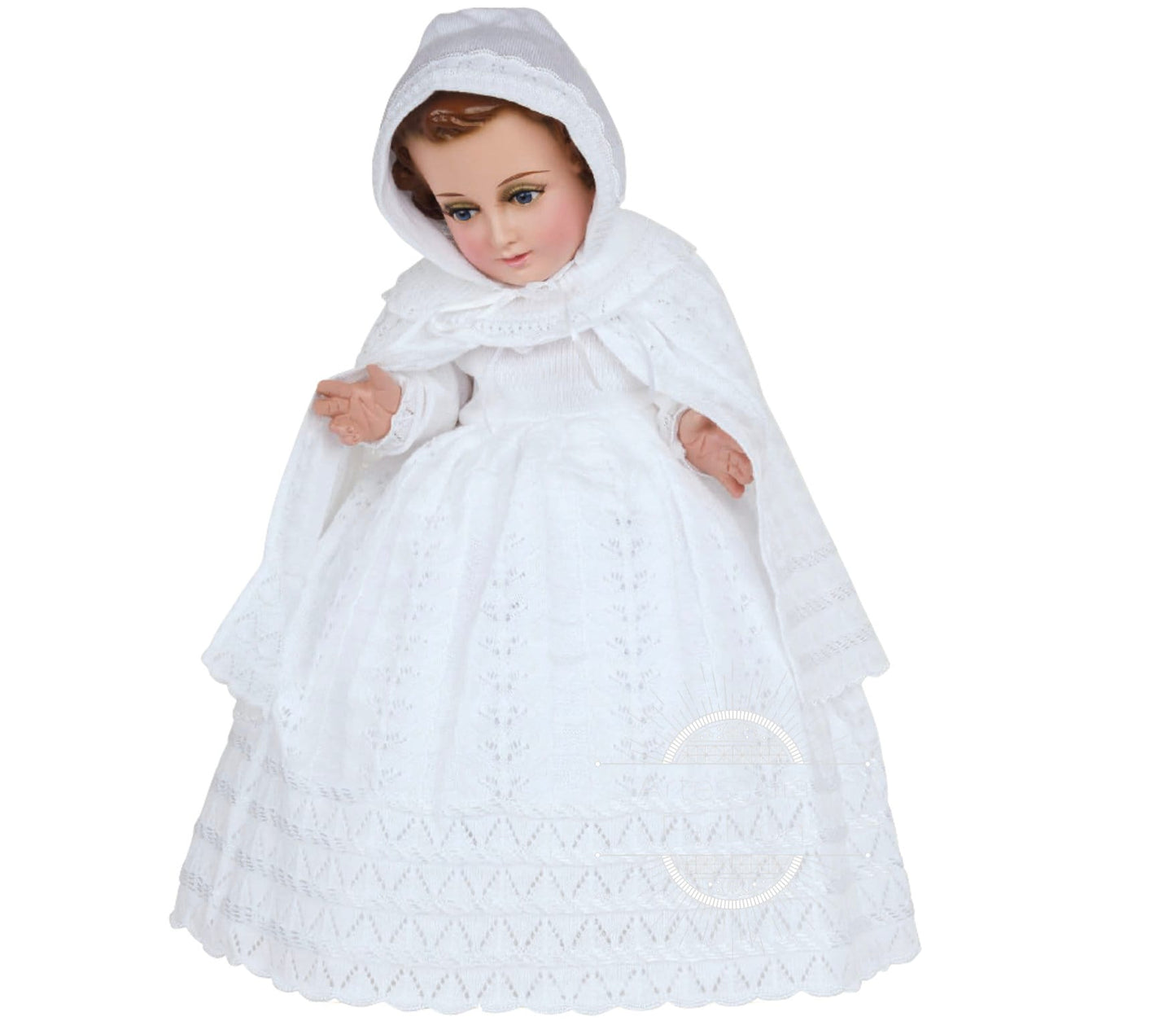 Trajecito de Nino Ropon Tejido Fino Blanco Niño Dios con accesorios Incluidos/Baby Jesus Outfit91