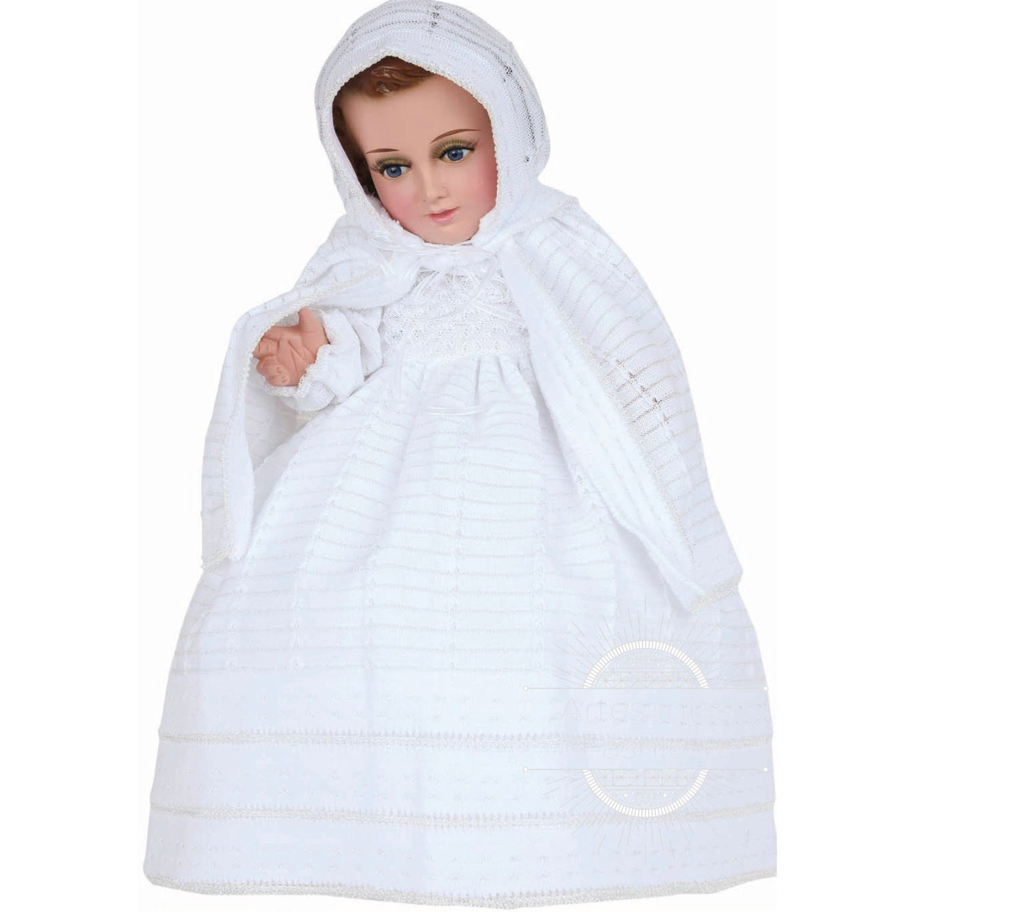 Trajecito de Nino Ropon Tejido Fino Blanco Niño Dios con accesorios Incluidos/Baby Jesus Outfit124