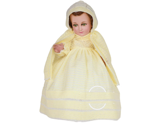 Trajecito de Nino Ropon Tejido Fino Amarillo Niño Dios con accesorios Incluidos/Baby Jesus Outfit92