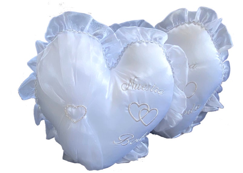 Heart Shaped Wedding Kneeling Pillows, Nuestra Boda Kneeling Pillows, Wedding set of 2 Kneeling pads/Pillow5