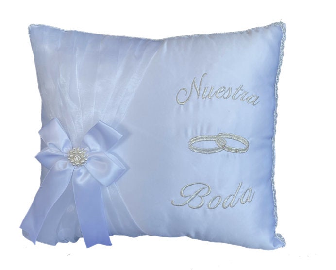 Wedding Kneeling Pillows Set, Embroidered Nuestra Boda Kneeling Pillows, Satin Wedding Kneel Pillow - Cojine Para Boda (Set of 2)41