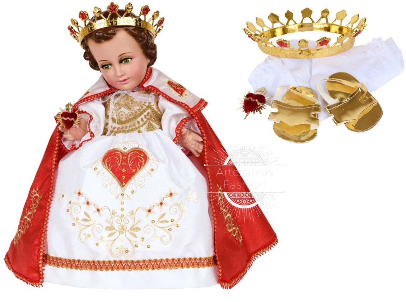 Trajecito de Nino del Sagrado Corazon Niño Dios con accesorios Incluidos/Baby Jesus Outfit83