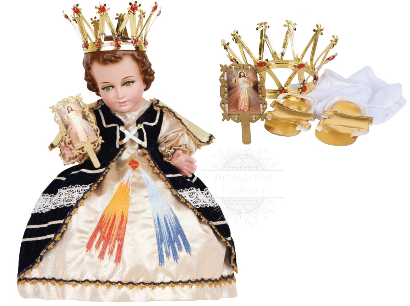 Trajecito de Nino de la Misericordia  Niño Dios con accesorios Incluidos/Baby Jesus Outfit181