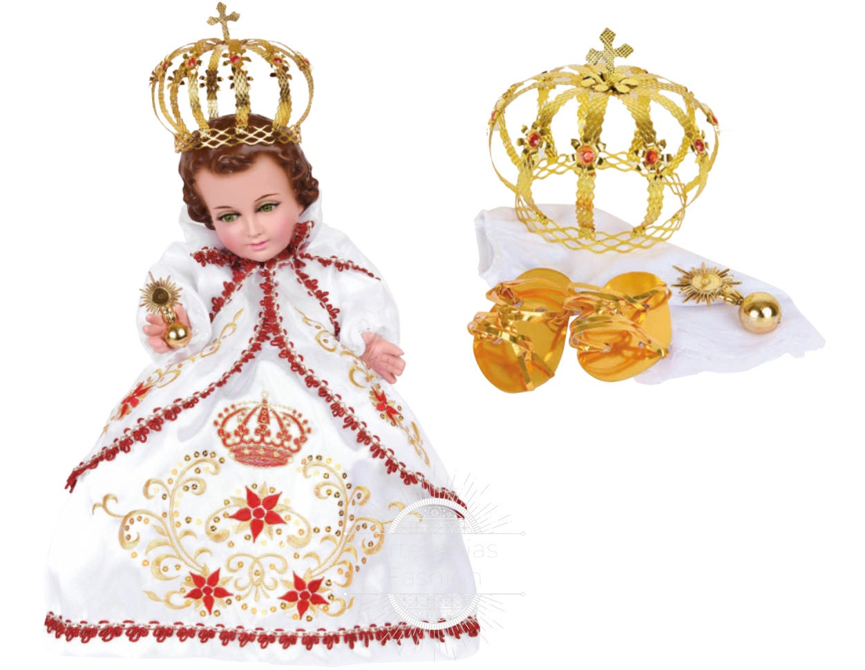 Trajecito de Nino del Cristo Rey Bordado Niño Dios con accesorios Incluidos/Baby Jesus Outfit35