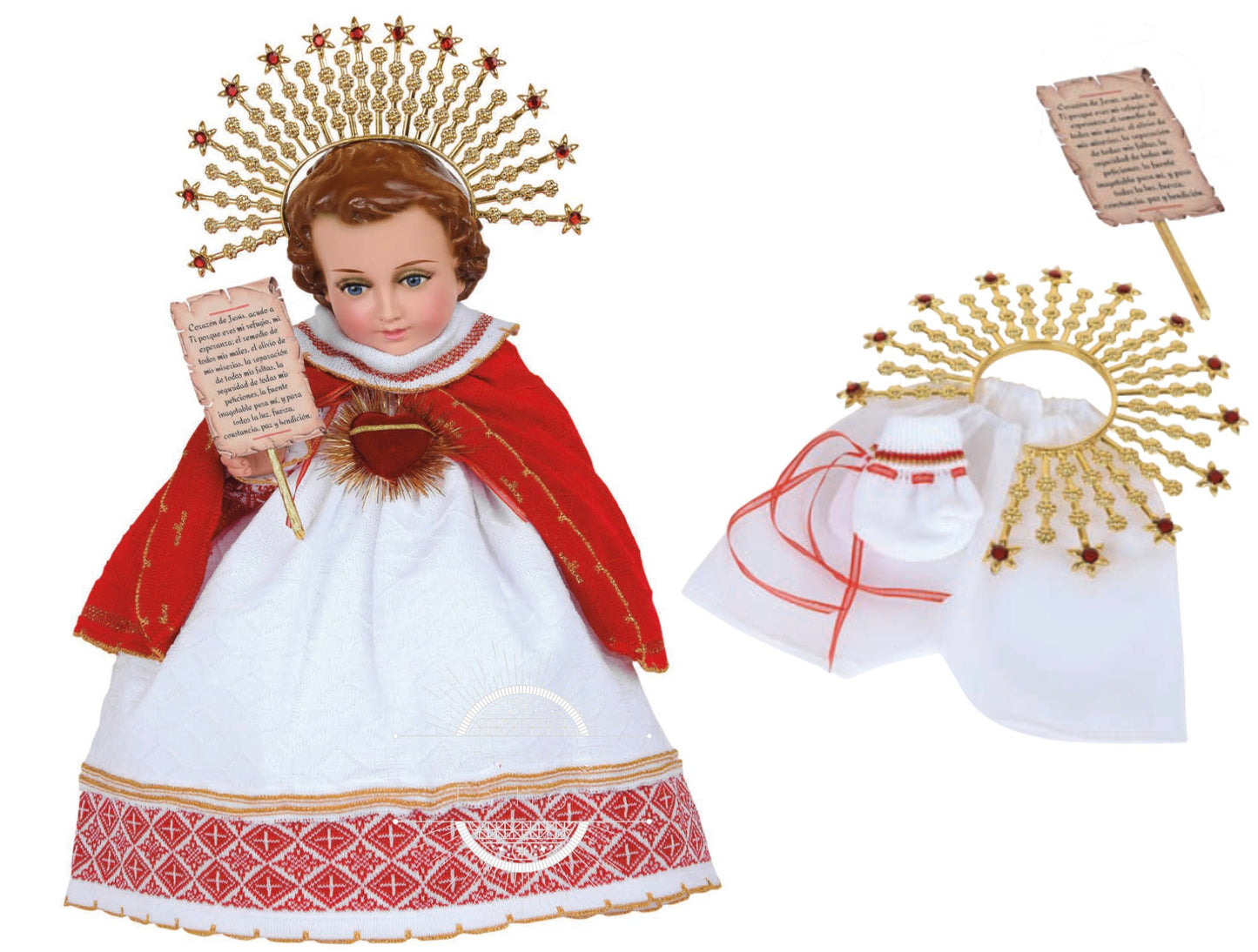 Trajecito de Nino de Sagrado Corazon Tejido Niño Dios con accesorios Incluidos/Baby Jesus Outfit143