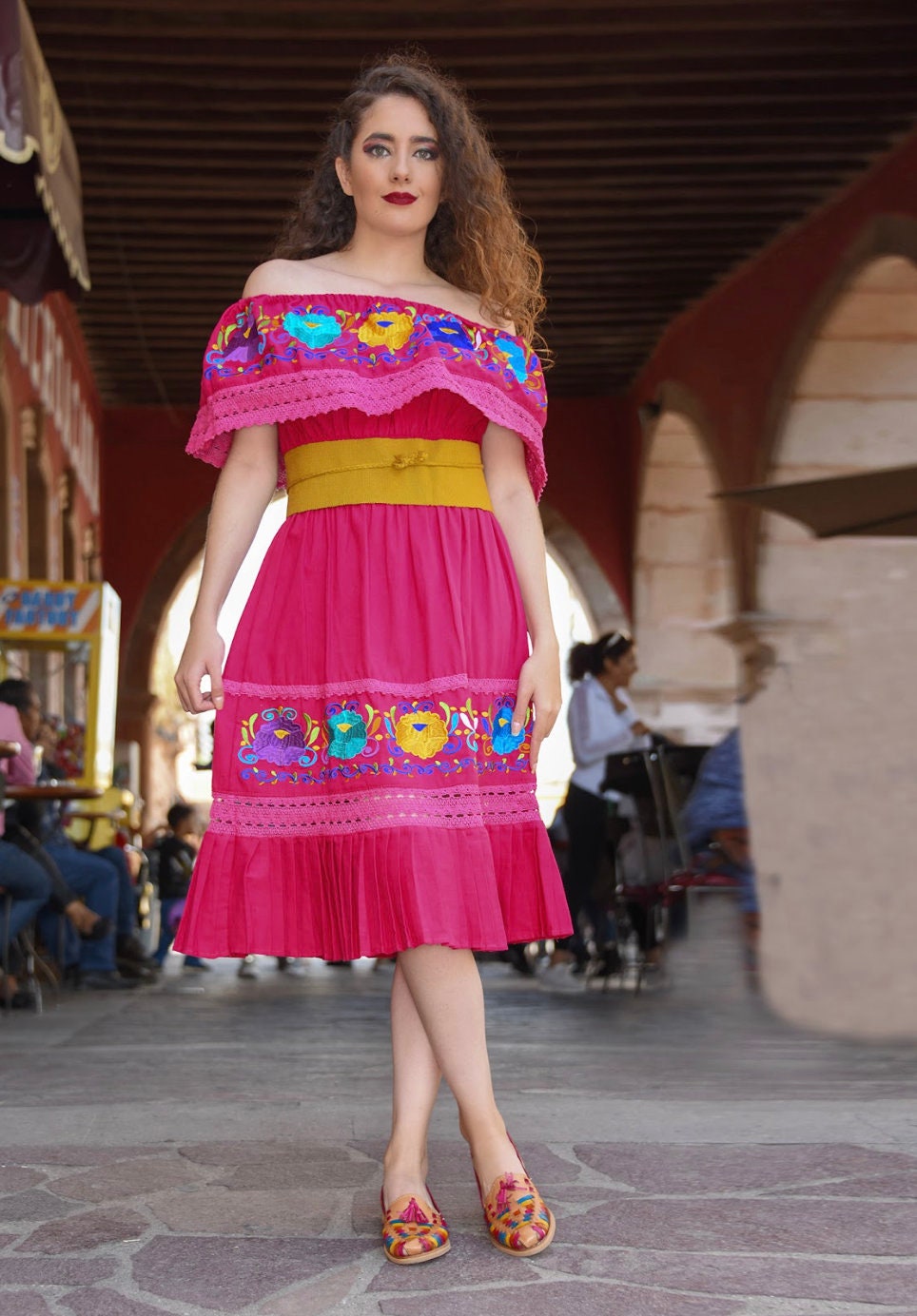 Vestido Mexican con Flores /Mexican Embroidery Dress with Flowers172