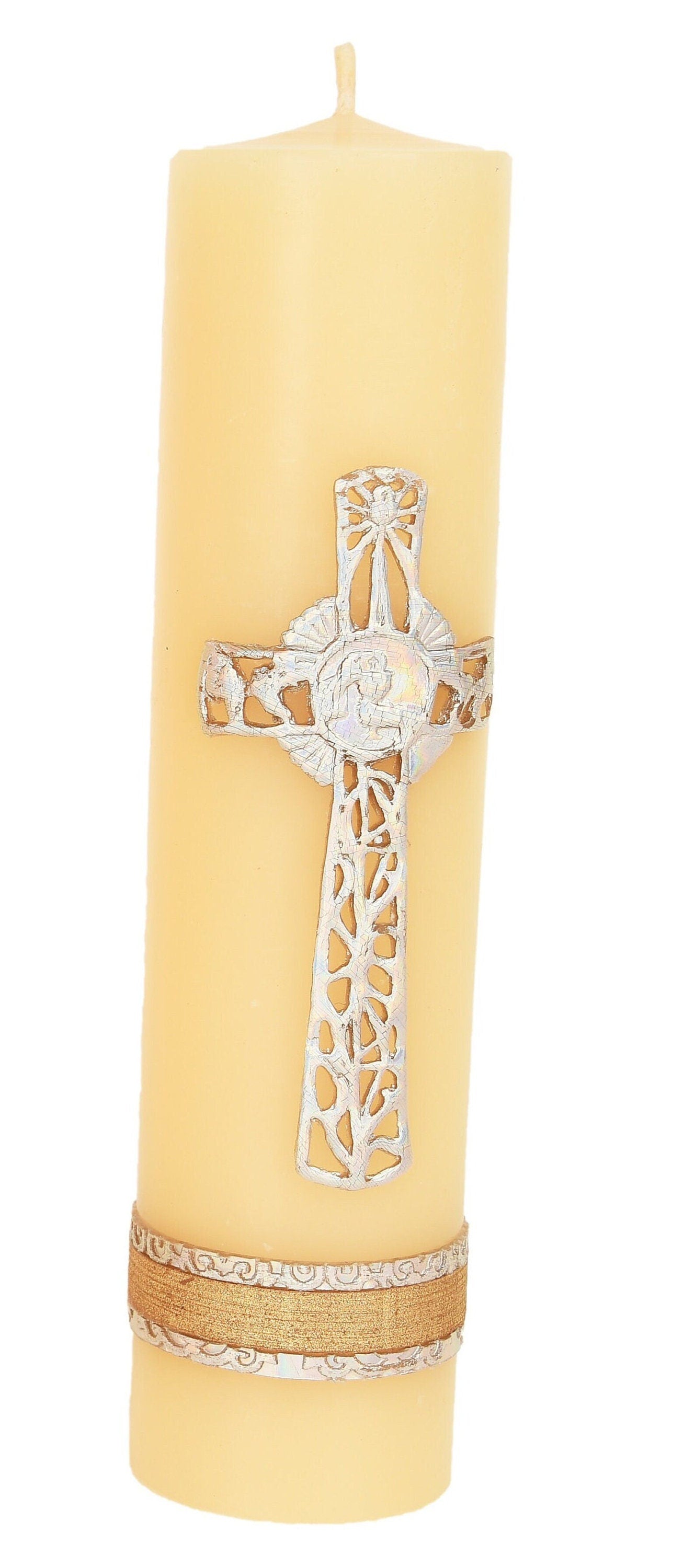 Cirio con cruz de repujado, candle with cross cirios velas navidenas, velas, cross candles48