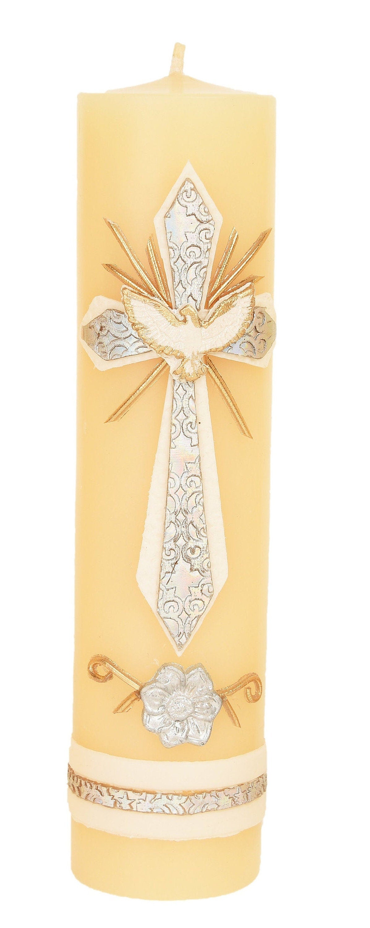 Cirio con cruz de repujado, candle with cross cirios velas navidenas, velas, cross candles48