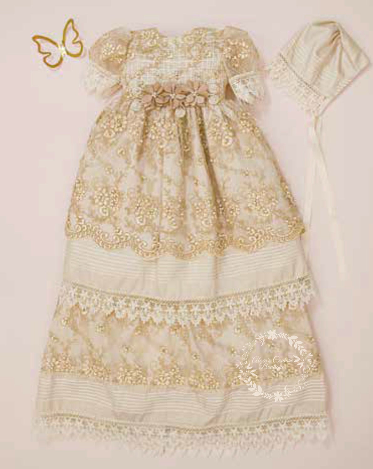 Christening Dress, Girls Complete Baptism Outfit Lace Baptism Dress, Lace Baby Girls Dress, Girls Lace Baptism Dresses191