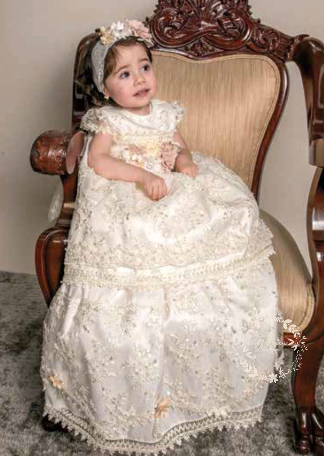 Christening Dress, Girls Complete Baptism Outfit Lace Baptism Dress, Lace Baby Girls Dress, Girls Lace Baptism Dresses188