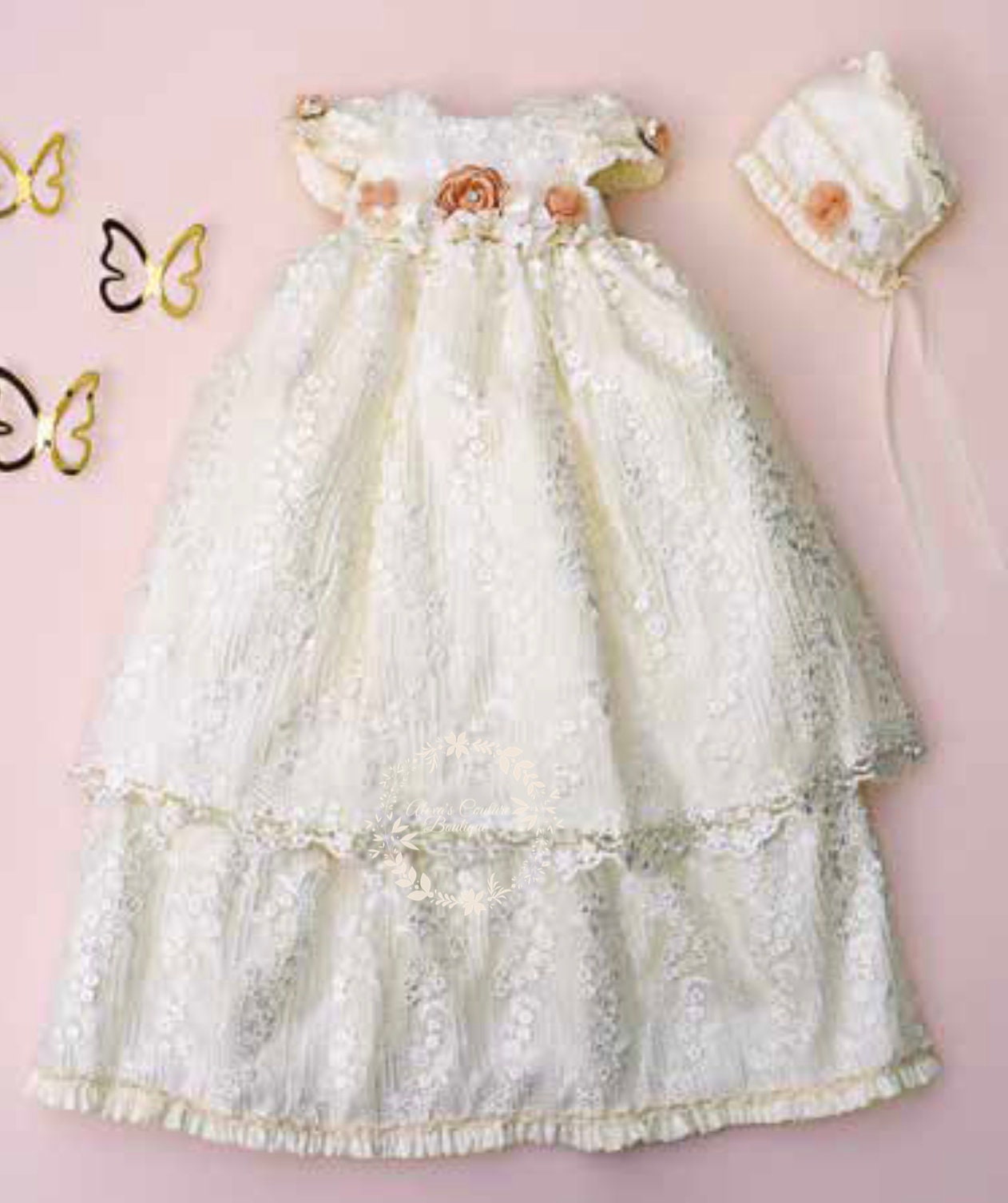 Christening Dress, Girls Complete Baptism Outfit Lace Baptism Dress, Lace Baby Girls Dress, Girls Lace Baptism Dresses196