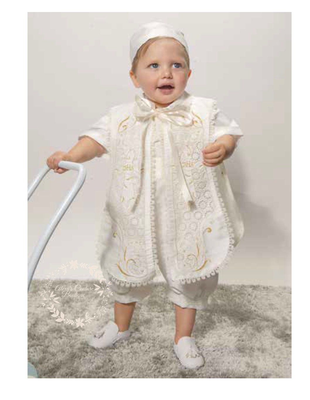 Baptism/Christening Gown, Romper/Traje de Bautizo para Nino RN370 40