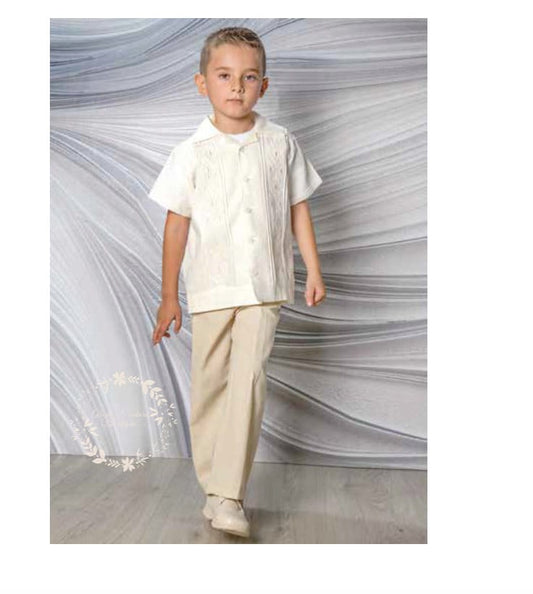 Guayabera Outift Boys Beach Outfit | Shorts and Suspenders and Matching Bow Tie Baptism Boys White Linen Shirt | Baby Boys Easter Outfit120