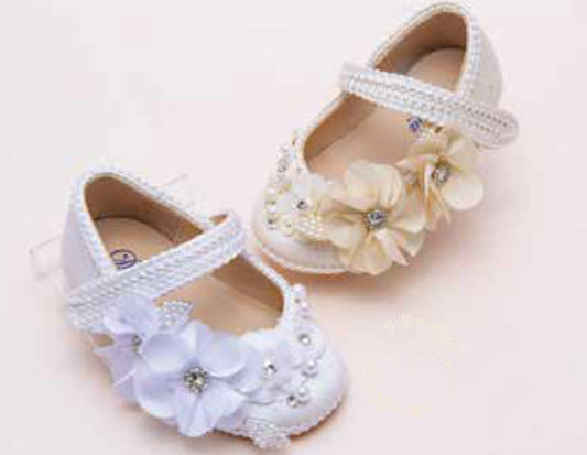 Baby Girl's Baptism Shoes with rhinestone/Zapato de Bautizo para Nina/ Girl Baptism Shoes White Christening, Baby Girl Shoes, White Shoes104